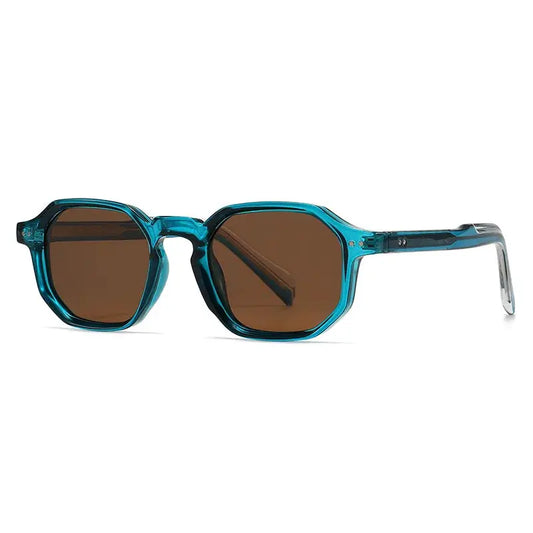 SHAUNA polygon-square polarized sunglasses, teal frame with brown UV400 lenses – Astroshadez
