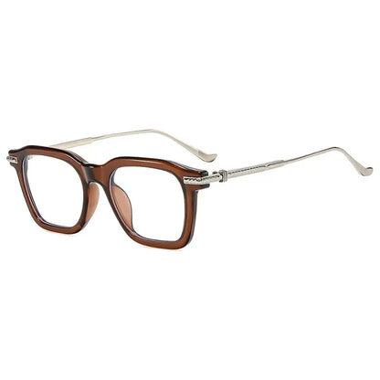 SHAUNA retro square sunglasses with brown tortoiseshell frame, clear lenses, and silver metal temples – Astroshadez
