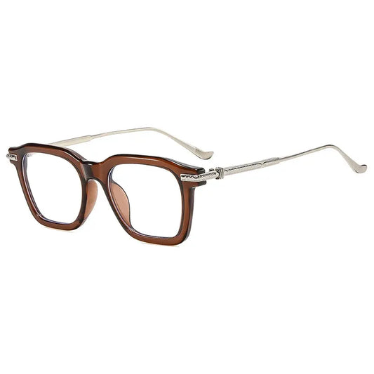 SHAUNA retro square sunglasses with brown tortoiseshell frame, clear lenses, and silver metal temples – Astroshadez