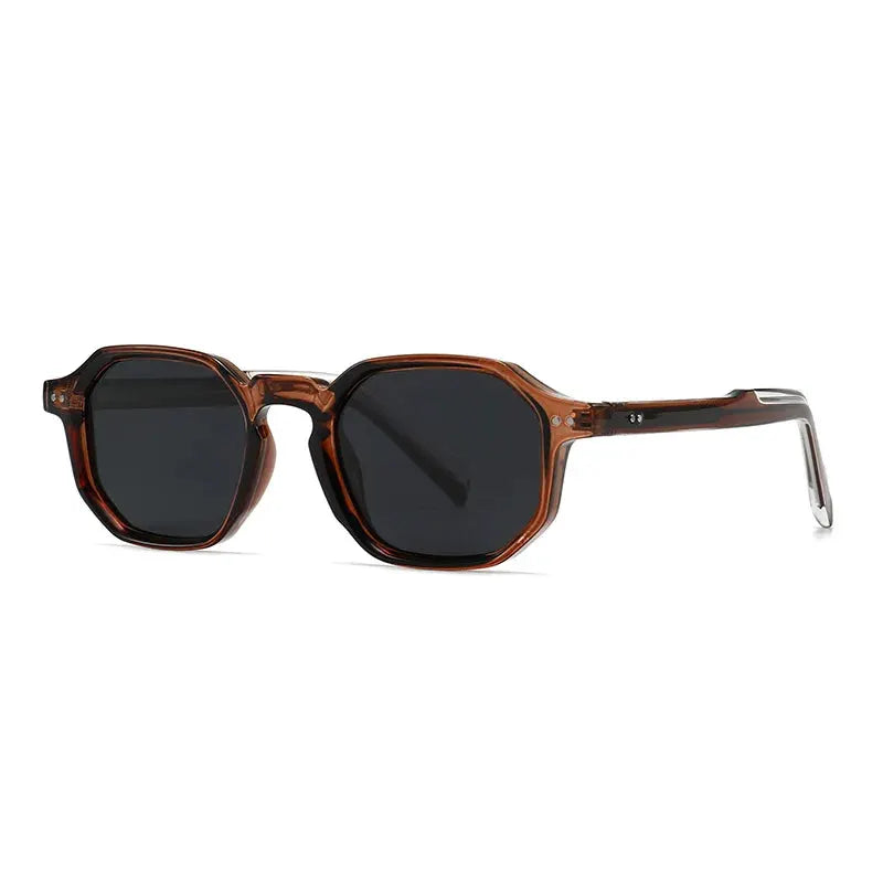 SHAUNA polygon square polarized sunglasses in brown tortoiseshell with dark gray lenses – Astroshadez