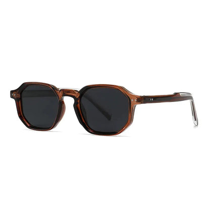 SHAUNA polygon square polarized sunglasses in brown tortoiseshell with dark gray lenses – Astroshadez