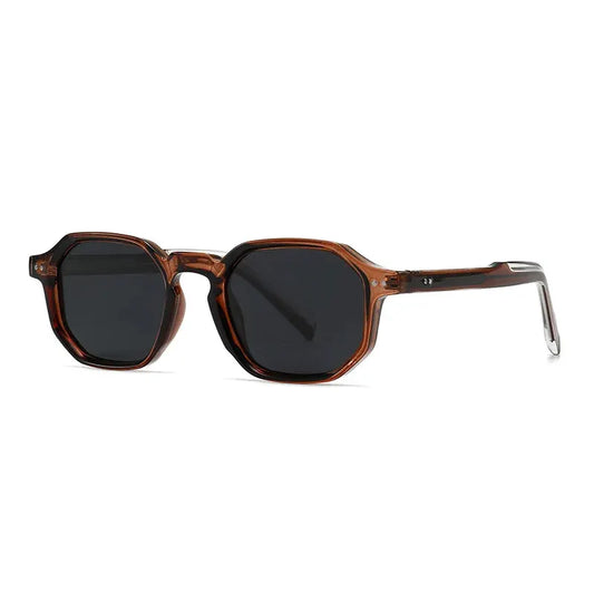 SHAUNA polygon square polarized sunglasses in brown tortoiseshell with dark gray lenses – Astroshadez