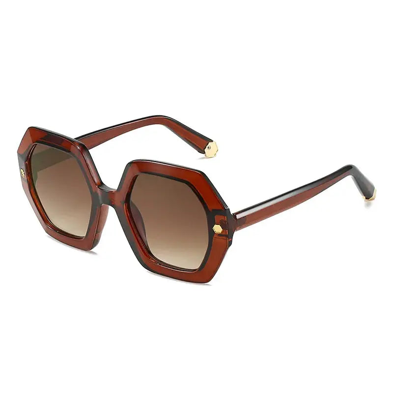 SHAUNA Vintage Polygon Square Sunglasses, tortoiseshell frame with gradient UV400 lenses – Astroshadez