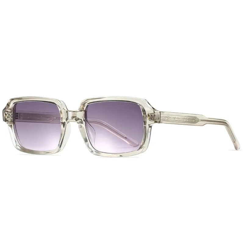 SHAUNA square-frame sunglasses with a clear translucent frame and purple gradient UV400 lenses – Astroshadez