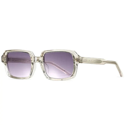 SHAUNA square-frame sunglasses with a clear translucent frame and purple gradient UV400 lenses – Astroshadez