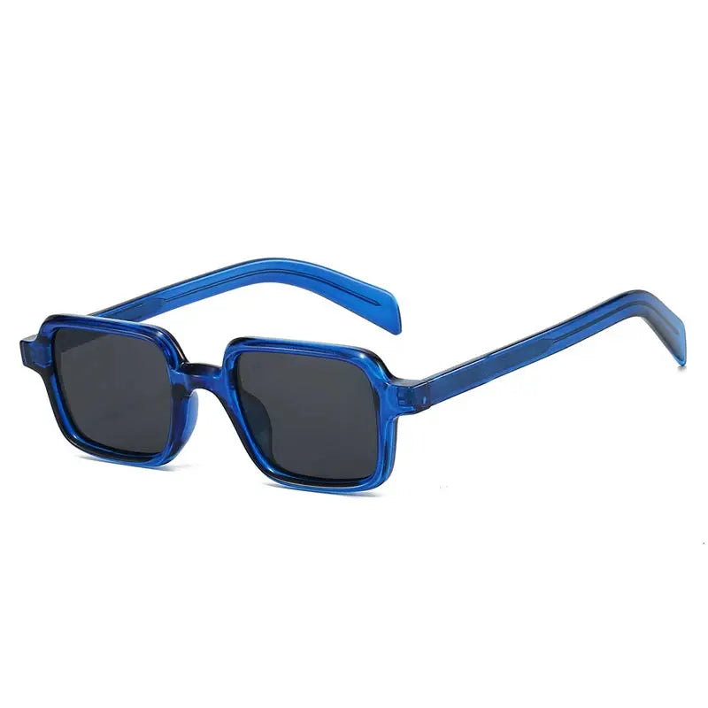 SHAUNA square sunglasses with translucent blue frame and dark lenses – Astroshadez