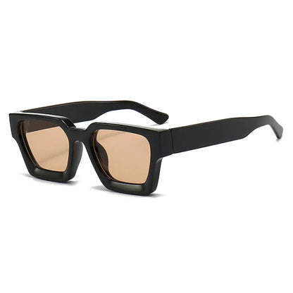 SHAUNA Ins square sunglasses with black frame and brown tinted lenses, retro style – Astroshadez