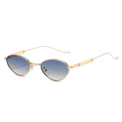 SHAUNA fashion metal-frame cat-eye sunglasses, gold frame with blue gradient UV400 lenses – Astroshadez