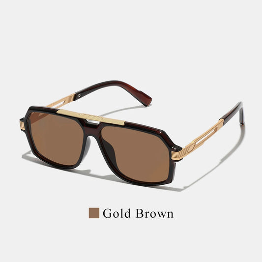 Ruiao Double-Bridge Pilot Sunglasses UV400 Fashion Gradient Shades Metal Frame Unisex Sun Glasses for Men And Women Driving