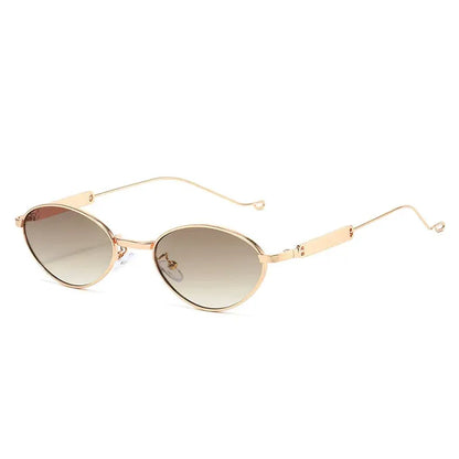 SHAUNA fashion metal-frame cat-eye sunglasses, gold-tone frame with gradient brown UV400 lenses – Astroshadez