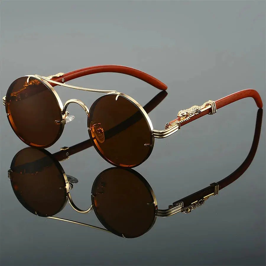 AureonLuxuria Goldtone Round Sunglasses Astroshadez by ASTROSHADEZ.COM