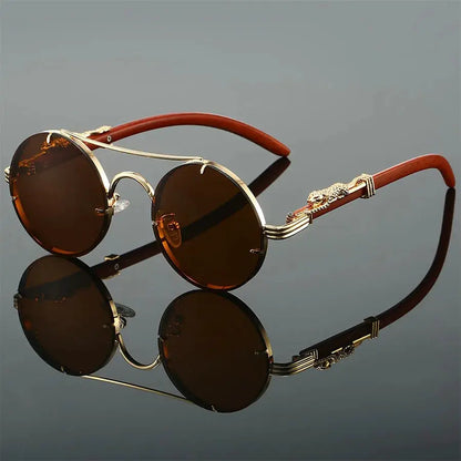 AureonLuxuria Goldtone Round Sunglasses Astroshadez by ASTROSHADEZ.COM