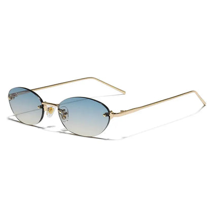 Aurelius Gold Rimless Oval Gradient Lenses Sunglasses Astroshadez by ASTROSHADEZ.COM