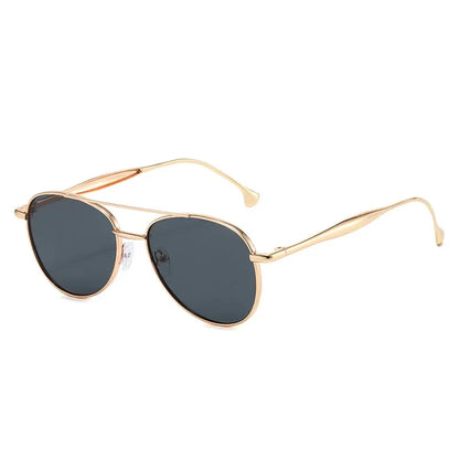 SHAUNA sunglasses, gold metal aviator with double bridge and dark UV400 gradient lenses – Astroshadez