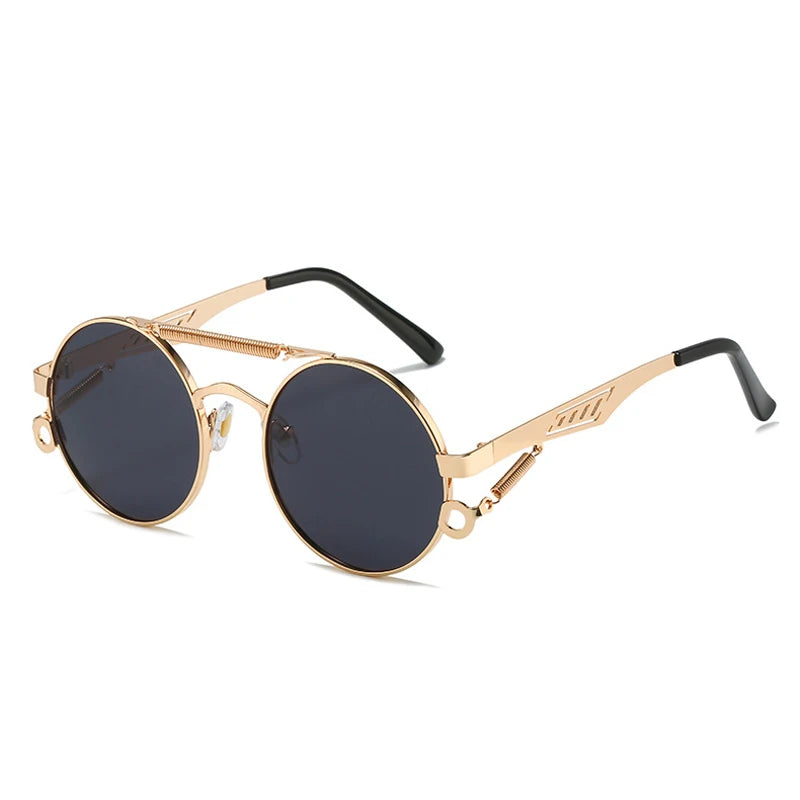 Noctis Matte Black Metal Round Double Bridge Sunglasses Astroshadez by ASTROSHADEZ.COM