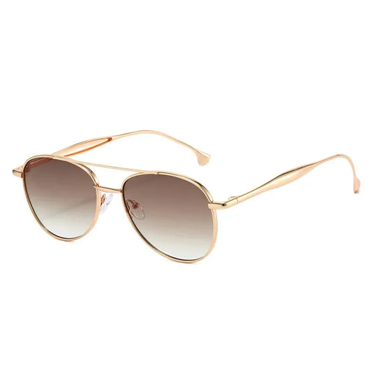 SHAUNA sunglasses, rose-gold metal frame, gradient brown lenses, ASTROSHADEZ – Astroshadez