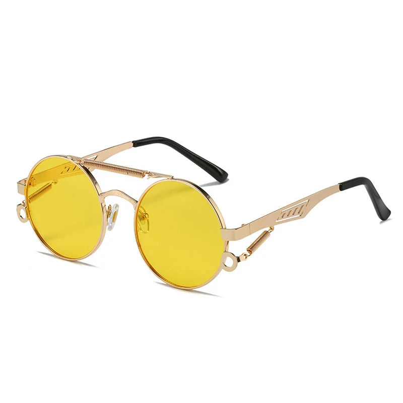SHAUNA Retro Metal Double Bridges Round Sunglasses Women Fashion Gradient Mirror Eyewear Men Trending Punk Spring Sun Glasses