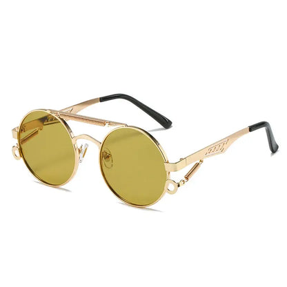 Noctis Matte Black Metal Round Double Bridge Sunglasses Astroshadez by ASTROSHADEZ.COM