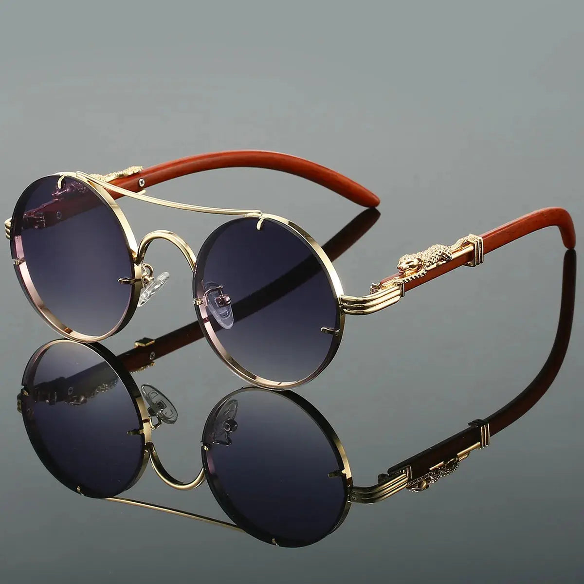 AureonLuxuria Goldtone Round Sunglasses Astroshadez by ASTROSHADEZ.COM