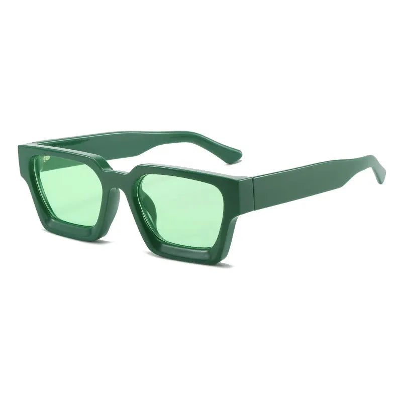 SHAUNA Ins Popular Women Square Sunglasses green frame, green tinted UV400 lenses – Astroshadez