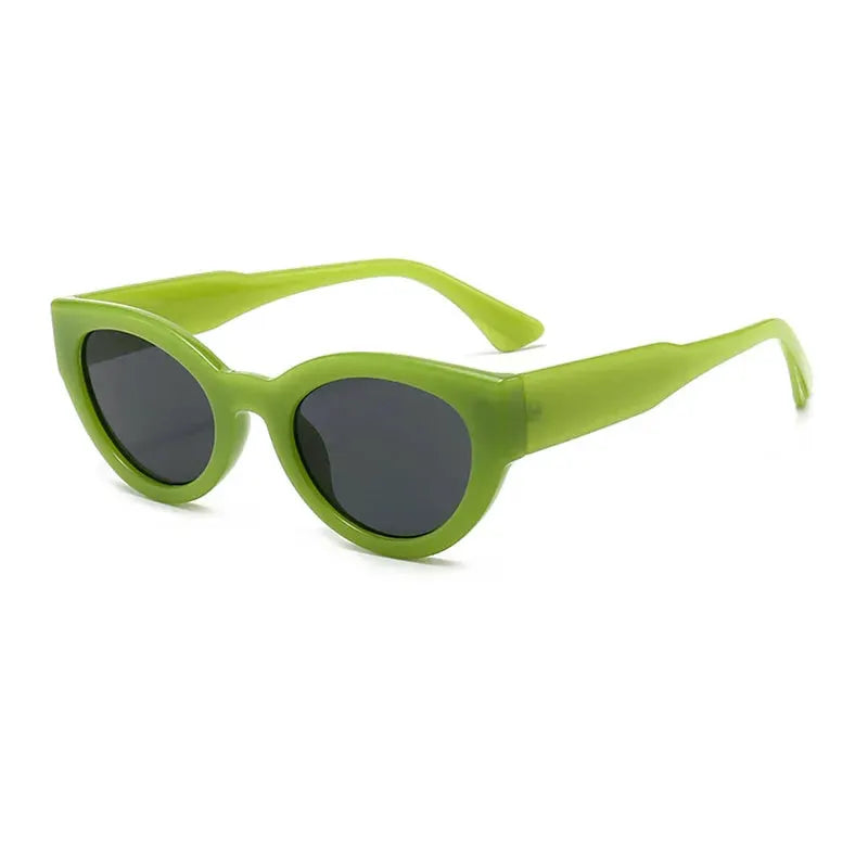 SHAUNA retro cat-eye sunglasses in jelly green with dark UV400 lenses – Astroshadez