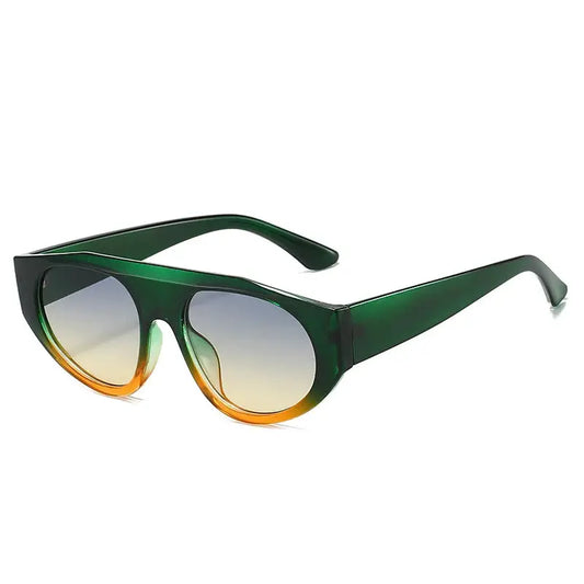 SHAUNA retro pilot sunglasses, green acetate frame with gradient amber-to-gray lenses – Astroshadez