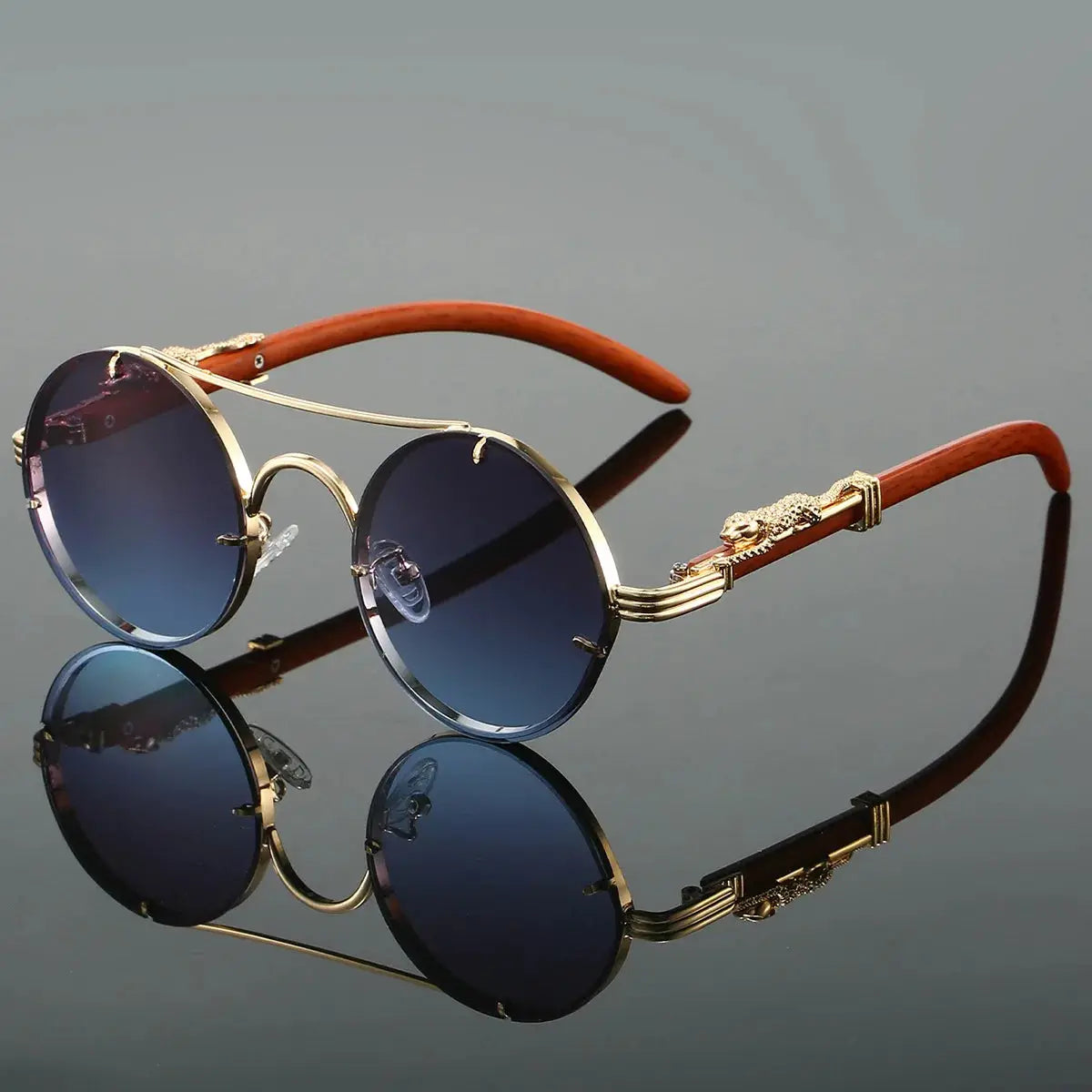 AureonLuxuria Goldtone Round Sunglasses Astroshadez by ASTROSHADEZ.COM