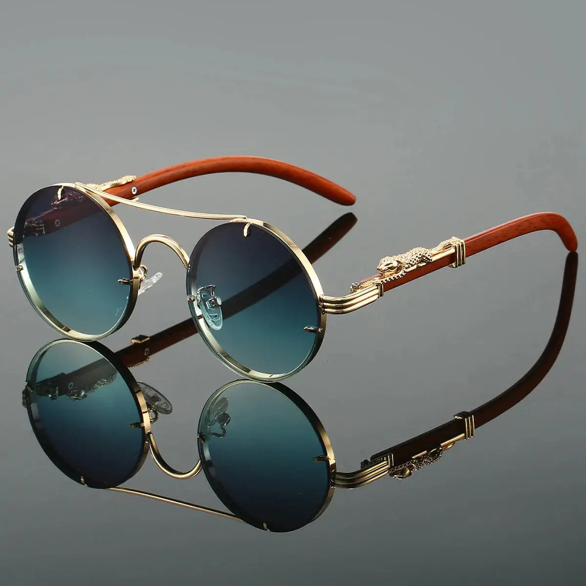 AureonLuxuria Goldtone Round Sunglasses Astroshadez by ASTROSHADEZ.COM