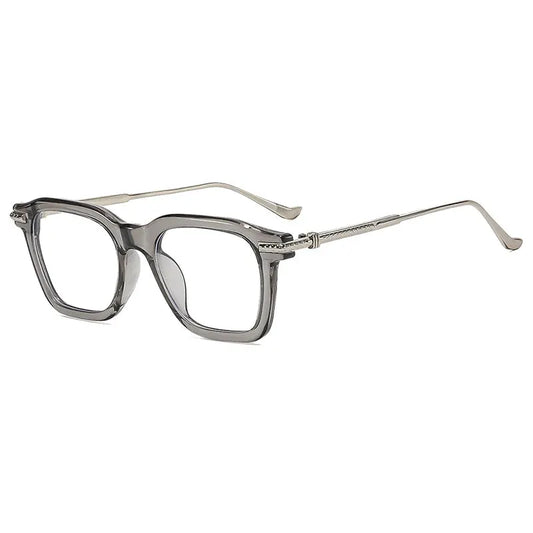 SHAUNA Retro Square sunglasses with translucent gray frame and clear UV400 lenses – Astroshadez