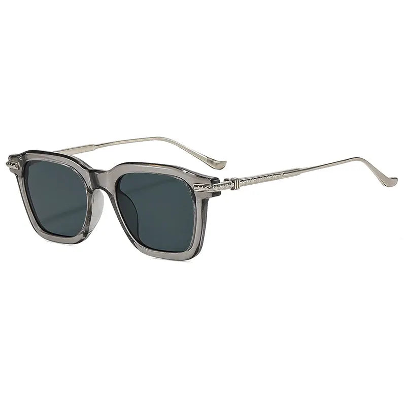 SHAUNA retro square sunglasses with translucent gray frame and dark UV400 lenses – Astroshadez