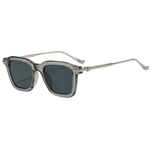 SHAUNA retro square sunglasses with translucent gray frame and dark UV400 lenses – Astroshadez