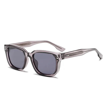 SHAUNA square sunglasses with translucent pink frame and grey gradient lenses – Astroshadez
