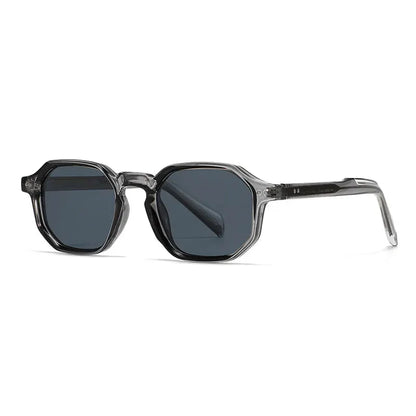 SHAUNA polygon-square sunglasses, transparent gray frame, blue-gray polarized lenses – Astroshadez