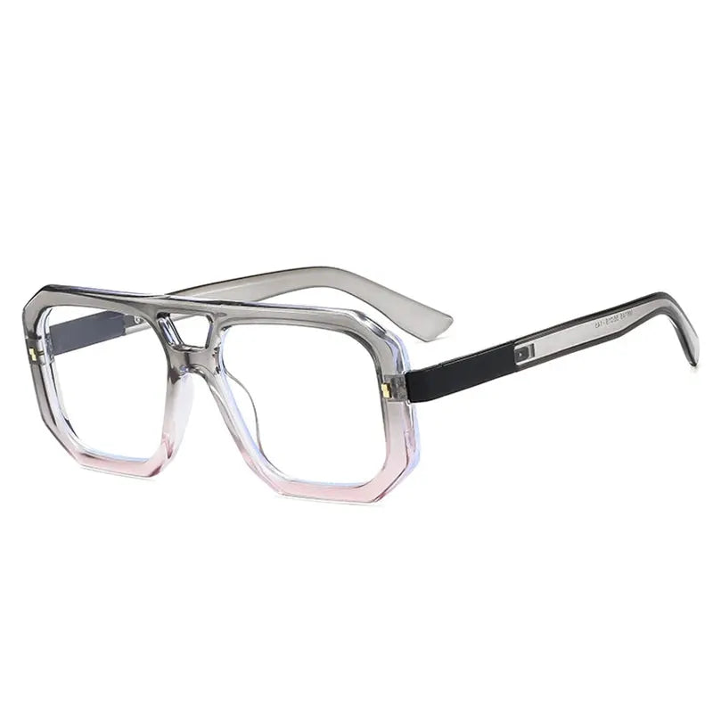 SHAUNA double-bridges square sunglasses with transparent gradient frame and black temples – Astroshadez