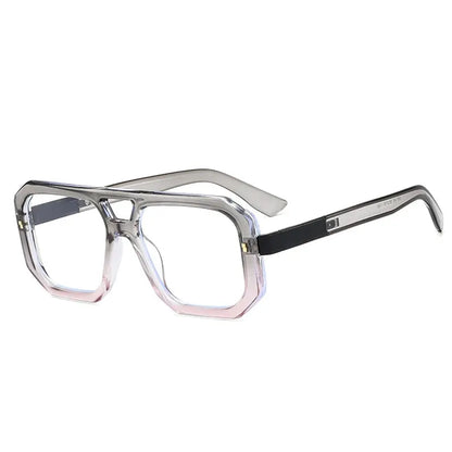 SHAUNA double-bridge square sunglasses with translucent frame and light blue gradient lenses – Astroshadez