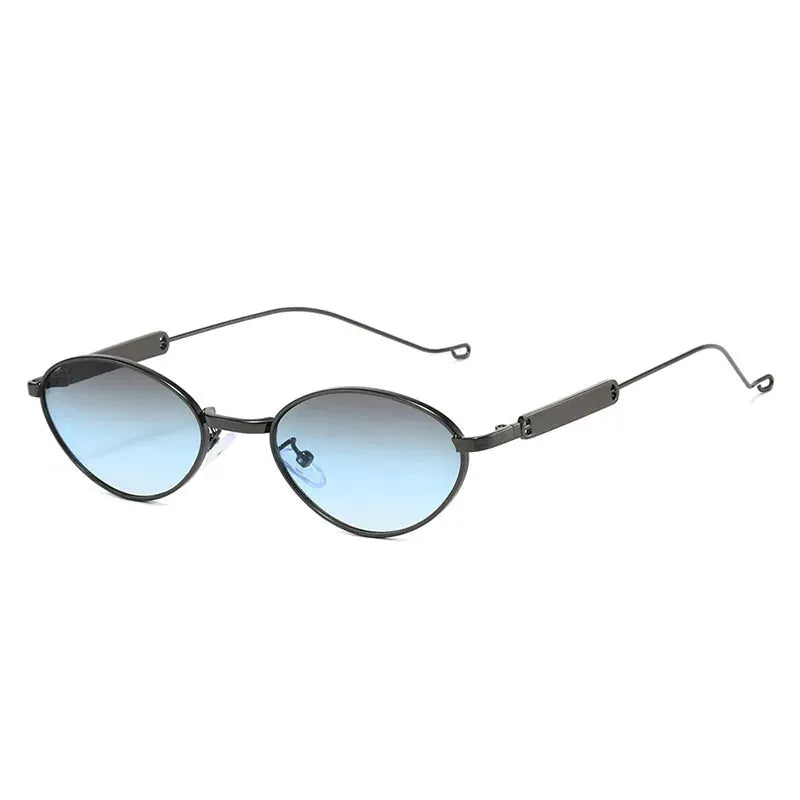 SHAUNA sunglasses, metal frame, small cat-eye with blue gradient UV400 lenses – Astroshadez