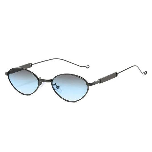 SHAUNA sunglasses, metal frame, small cat-eye with blue gradient UV400 lenses – Astroshadez