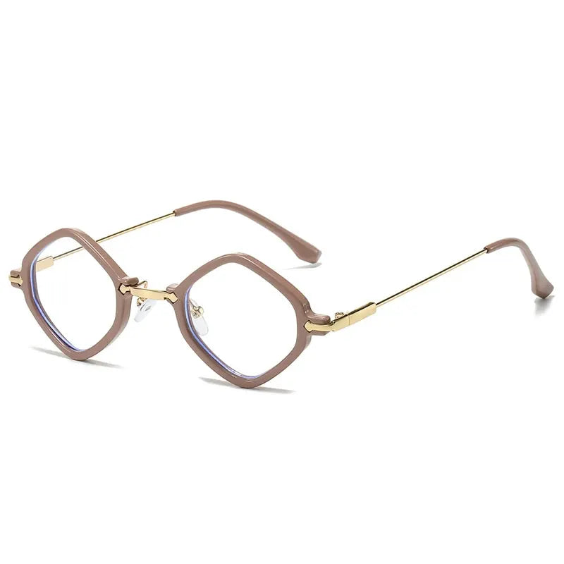 SHAUNA retro polygon-square sunglasses, pink-brown frames with gold temples, ocean gradient UV400 lenses – Astroshadez