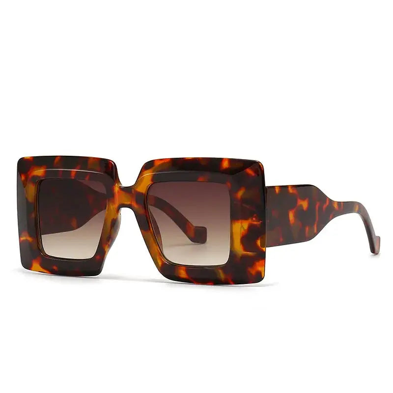 SHAUNA Oversized Square Sunglasses Vintage Stripe Contrast Color Shades UV400 by ASTROSHADEZ.COM