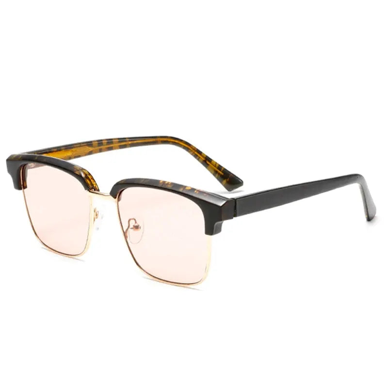SHAUNA retro square semi-metal sunglasses; tortoiseshell frame, pink gradient lenses – Astroshadez