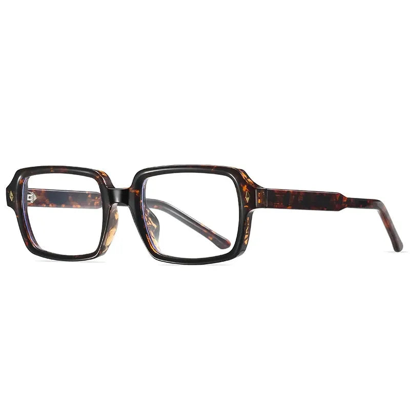 SHAUNA square tortoiseshell sunglasses with retro rivet accents and clear gradient lenses – Astroshadez