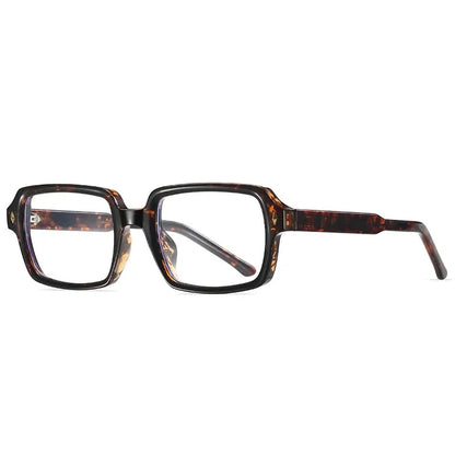 SHAUNA square tortoiseshell sunglasses with retro rivet accents and clear gradient lenses – Astroshadez