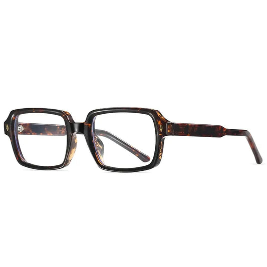 SHAUNA square tortoiseshell sunglasses with retro rivet accents and clear gradient lenses – Astroshadez