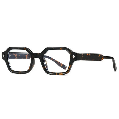 SHAUNA polygon square sunglasses in tortoiseshell frame with rivet accents and clear gradient UV400 lenses – Astroshadez