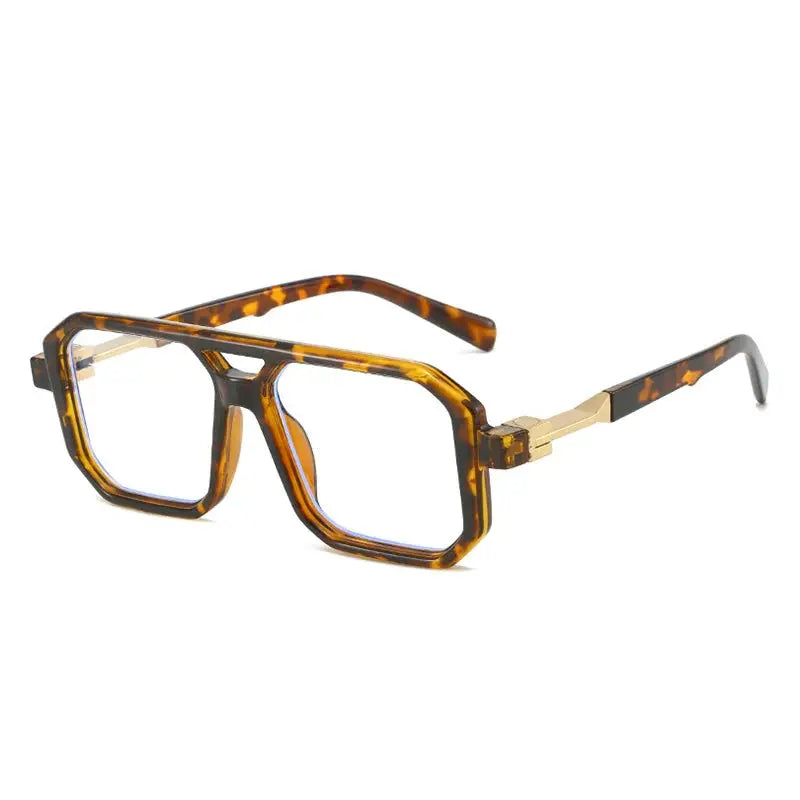 SHAUNA tortoiseshell double-bridge square sunglasses with gradient lenses and gold-accented temples – Astroshadez