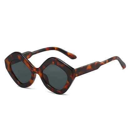 SHAUNA irregular polygon cat-eye sunglasses in tortoise brown with dark lenses – Astroshadez