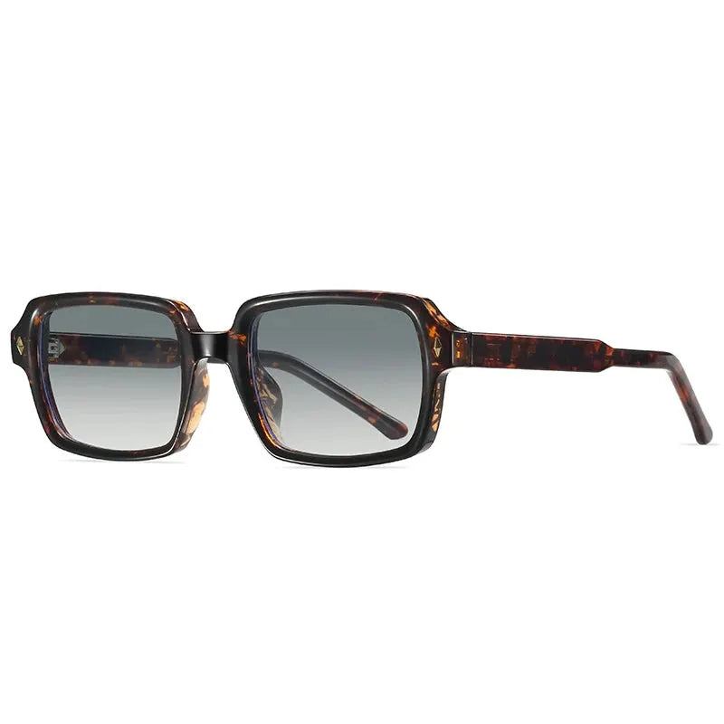 SHAUNA fashion square sunglasses in tortoiseshell frame with gray gradient lenses and retro rivet details – Astroshadez