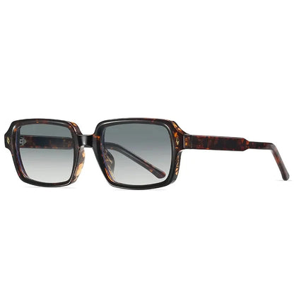 SHAUNA fashion square sunglasses in tortoiseshell frame with gray gradient lenses and retro rivet details – Astroshadez