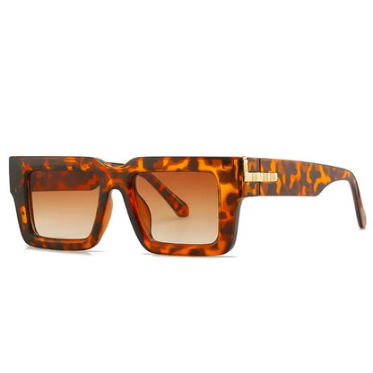 SHAUNA Retro Square Sunglasses in tortoiseshell with brown gradient lenses, UV400 – Astroshadez