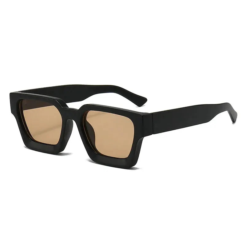 SHAUNA Ins Popular Women Square Sunglasses, black square frame with brown lenses, UV400 – Astroshadez